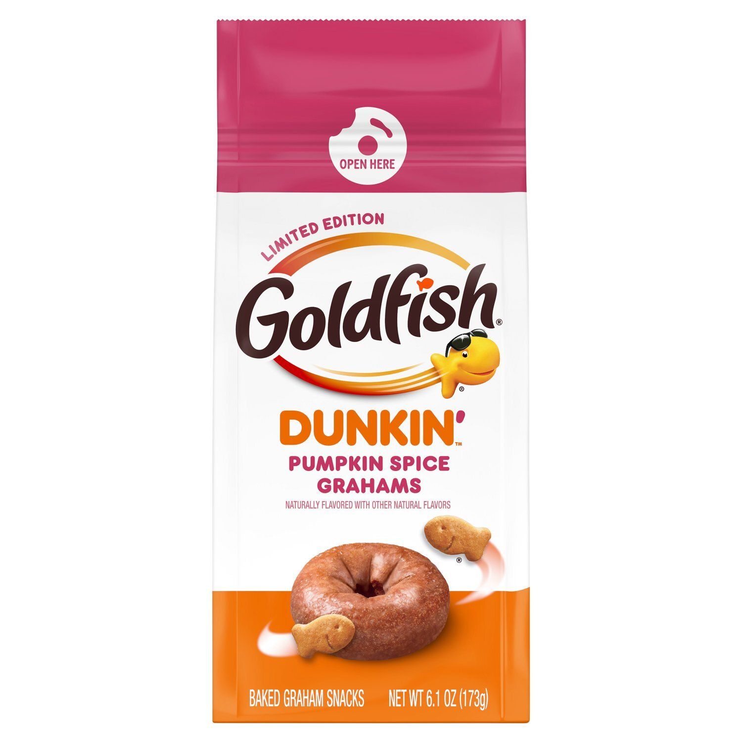 Goldfish Dunkin' Pumpkin Spice Baked Graham Snacks Limited Edition, 6.1 oz