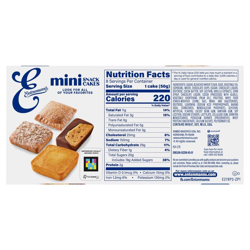 Entenmann's Baker's Delights Mini Brownie Chocolate Chip Cakes, 8 count, 14 oz
