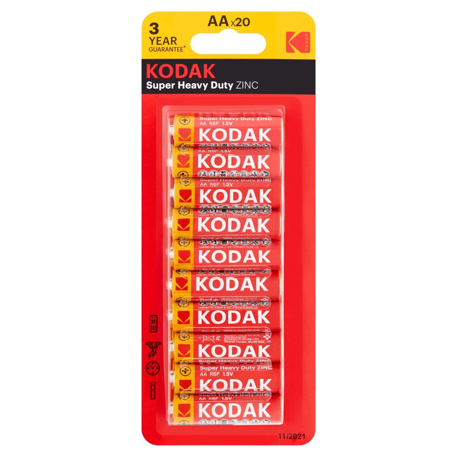 Kodak Super Heavy Duty Zinc AA Batteries, 20 count