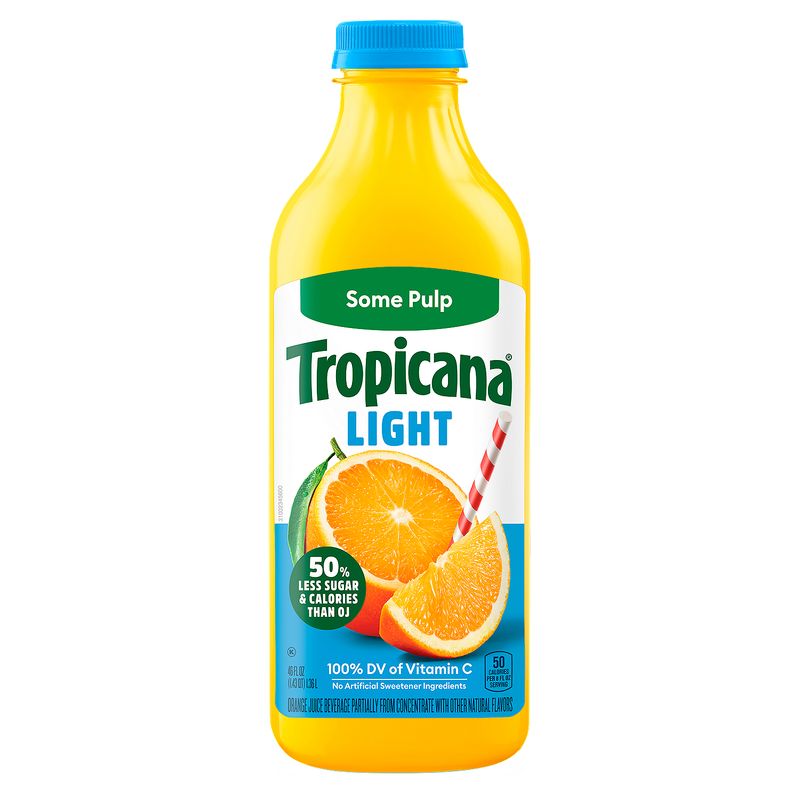 Tropicana Light Orange Juice, Some Pulp, 46 Fl Oz Bottle