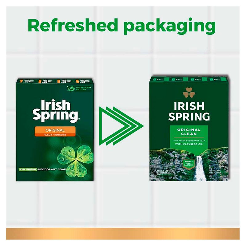 Irish Spring Original Clean Deodorant Bar Soap for Men, 3.7 oz, 12 Pack