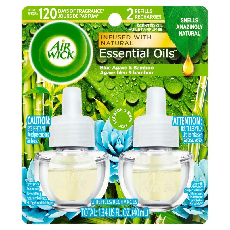 Air Wick Blue Agave &amp; Bamboo Scented Oil Refills, 1.34 fl oz, 2 Count