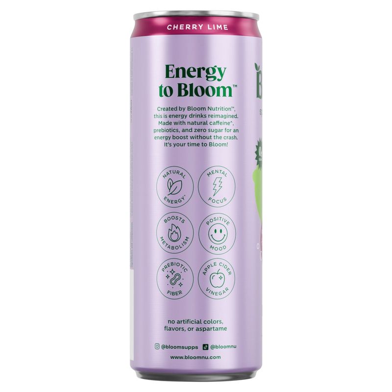 Bloom Cherry Lime Sparkling Energy Drink, 12 fl oz