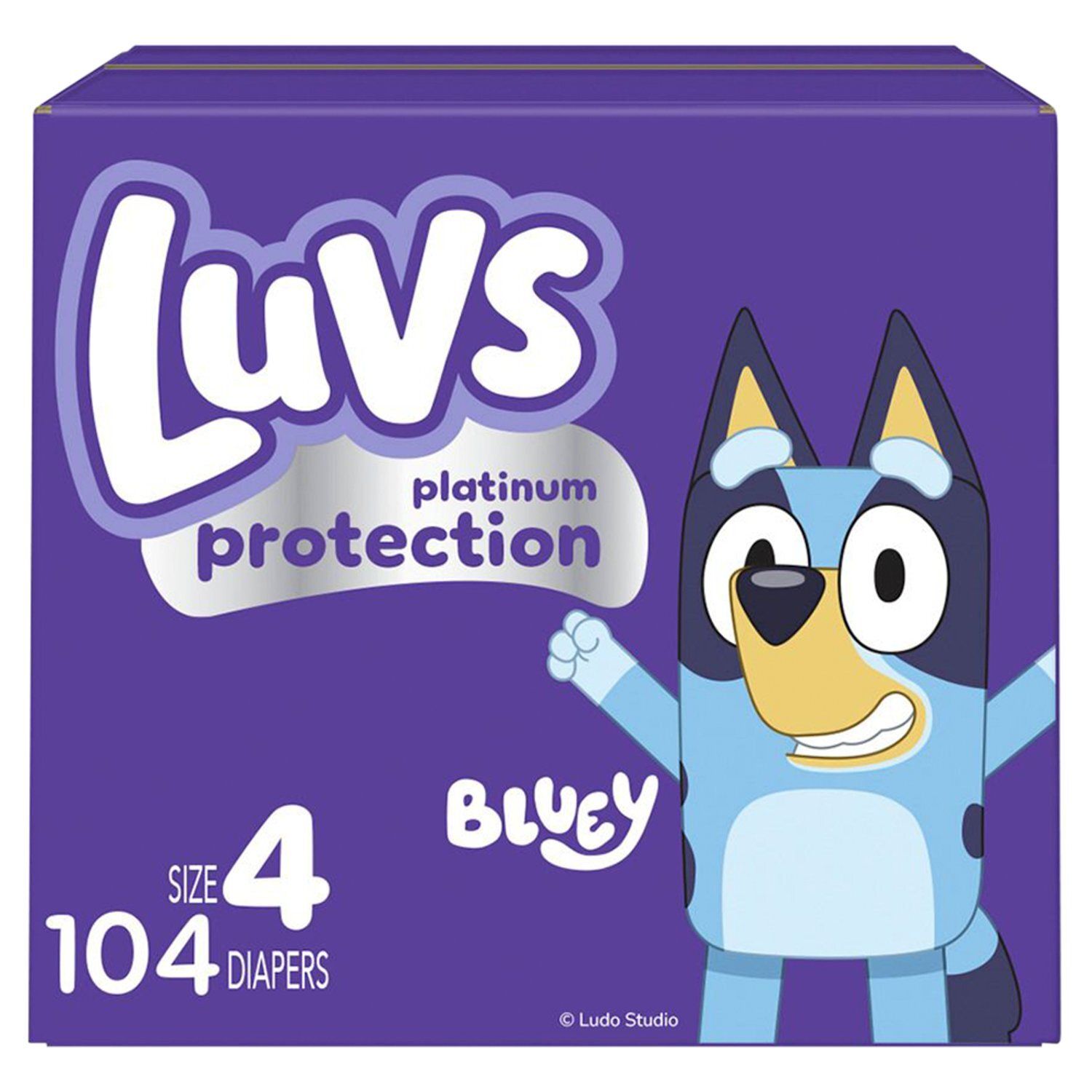 Luvs Bluey Platinum Protection Diapers, Size 4, 22-37 lb, 104 count
