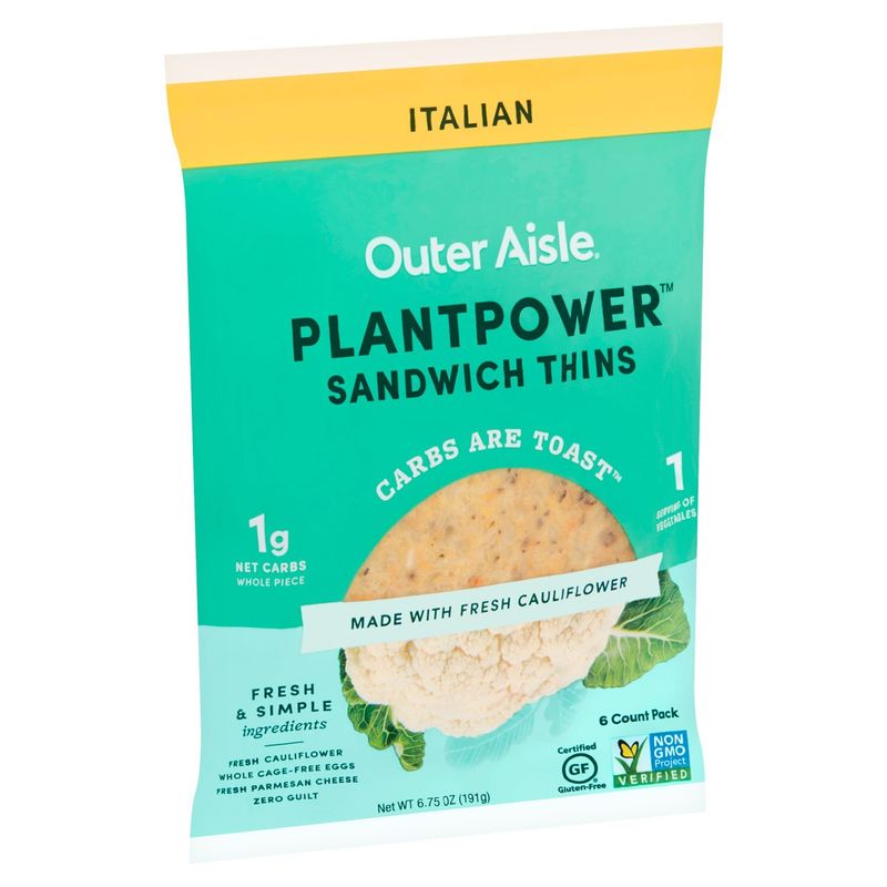 Outer Aisle Plantpower Italian Sandwich Thins, 6 count, 6.75 oz