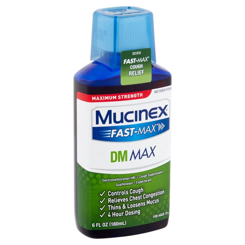 Mucinex Fast-Max DM Max Maximum Strength Cough Relief Liquid, For Ages 12+, 6 fl oz