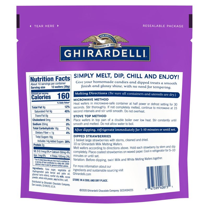 Ghirardelli Milk Chocolate Flavored Melting Wafers, 10 oz