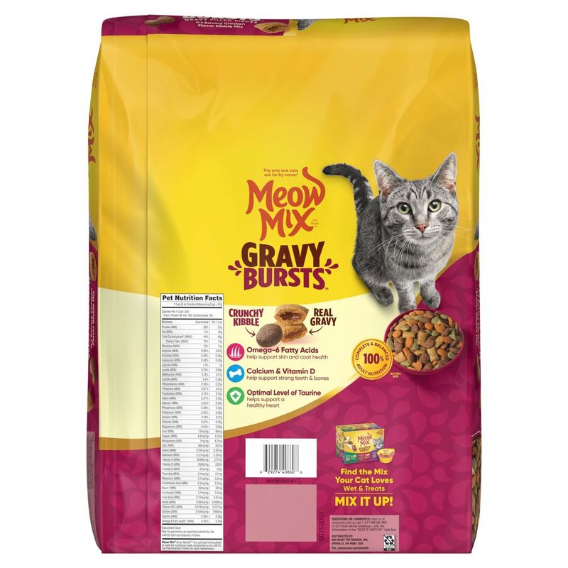 Meow Mix Gravy Bursts Gravy Filled Pieces Complete Adult Cat Food, 13.5 lb