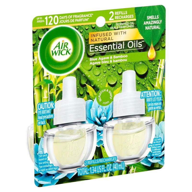 Air Wick Blue Agave &amp; Bamboo Scented Oil Refills, 1.34 fl oz, 2 Count