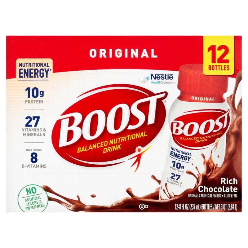 Nestlé Boost Original Rich Chocolate Balanced Nutritional Drink, 8 fl oz, 12 count