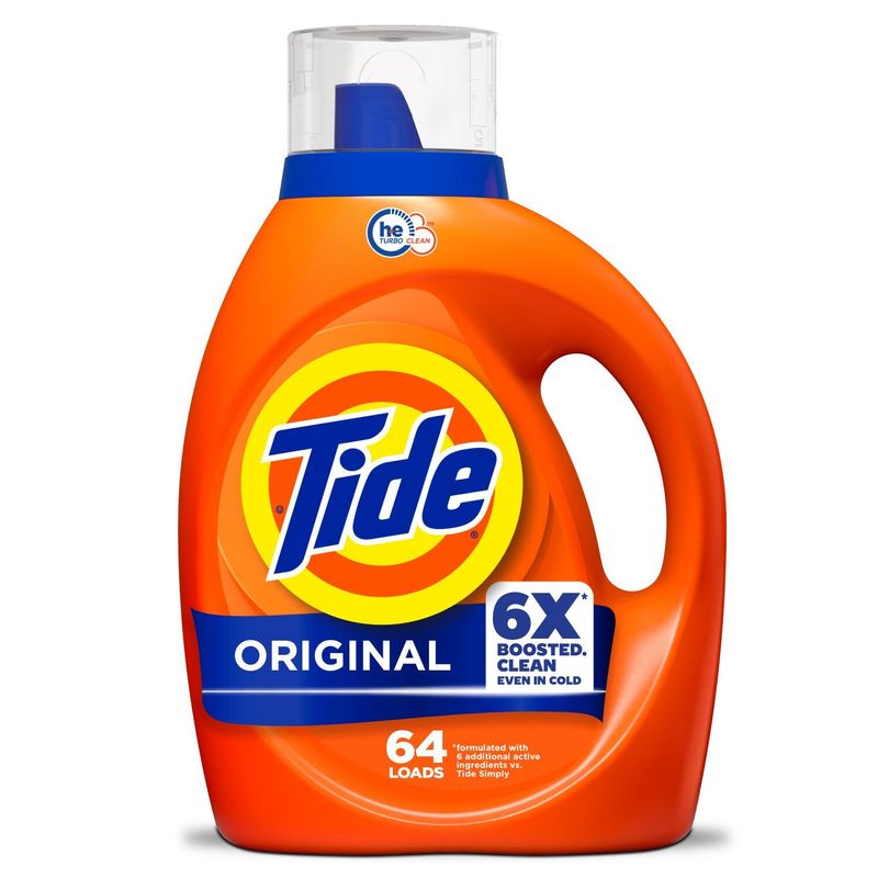 Tide Liquid Laundry Detergent, Original Scent, 64 Loads, 80 fl oz, Boosted Clean even in cold water