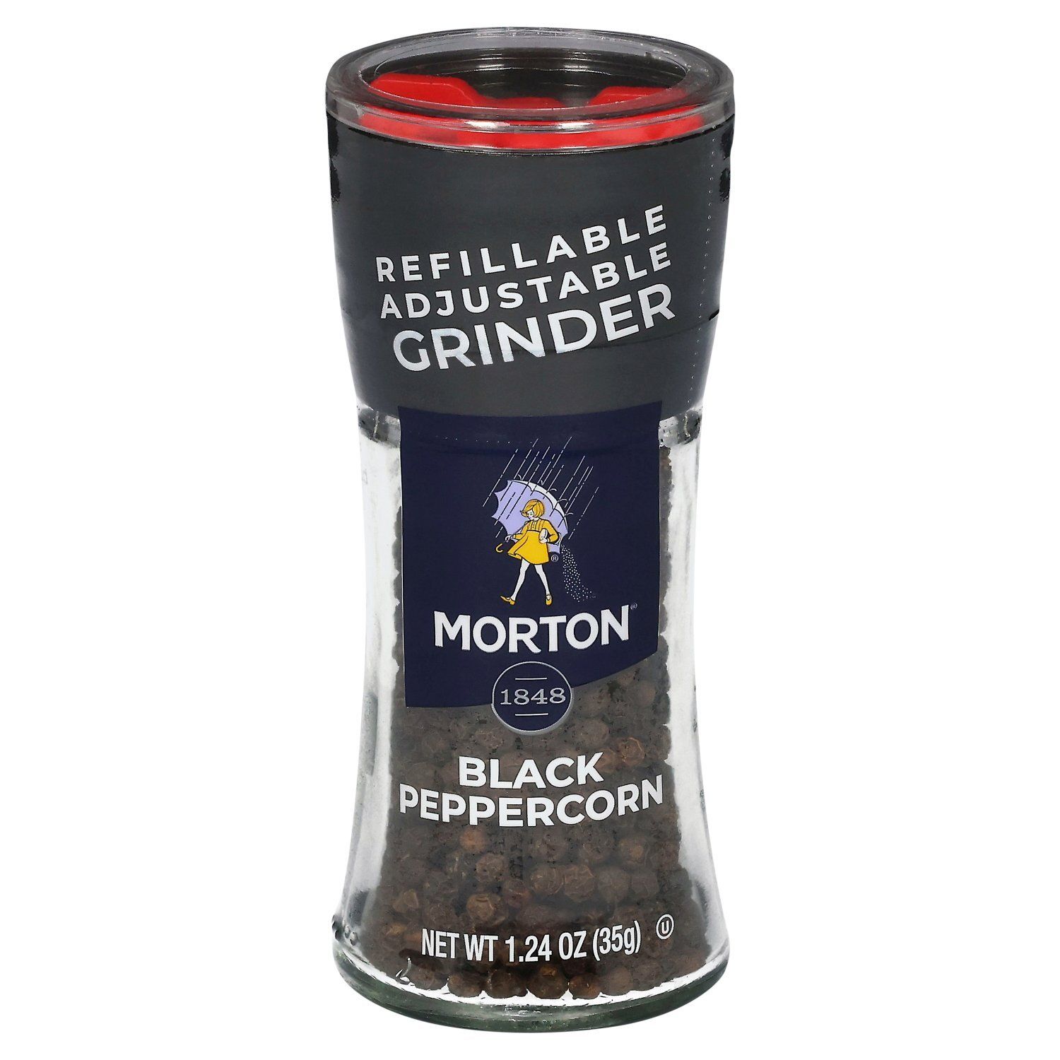 Morton Black Peppercorn Grinder, 1.24 oz