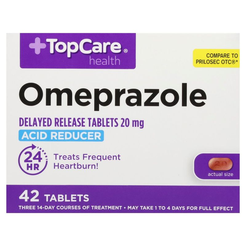 TopCare Omeprazole Acid Reducer Tablets, 20 mg, 42 count