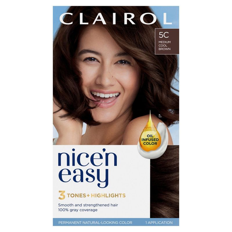 Clairol 5C Medium Cool Brown Nice'n Easy Hair Color, 1 application