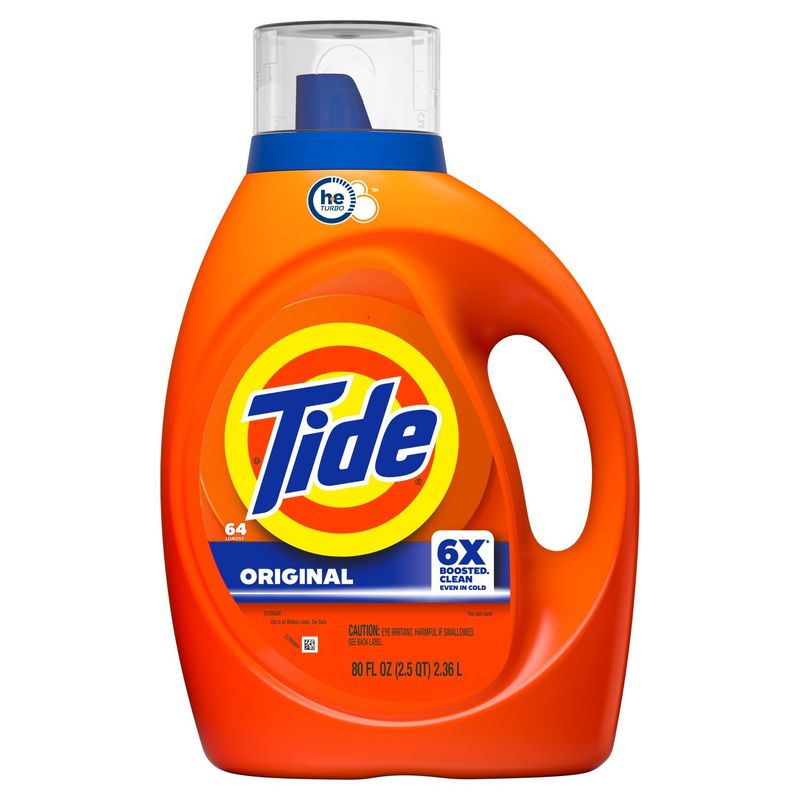 Tide Liquid Laundry Detergent, Original Scent, 64 Loads, 80 fl oz, Boosted Clean even in cold water