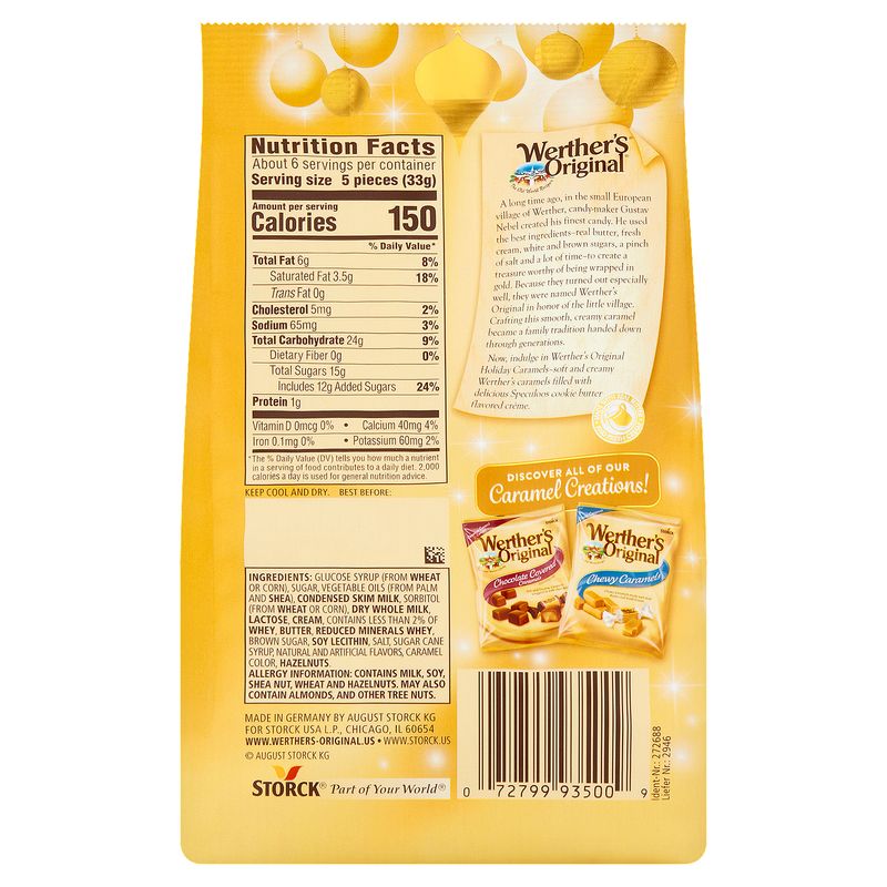 Storck Werther's Original Cookie Butter Crème Holiday Caramels, 7.4 oz