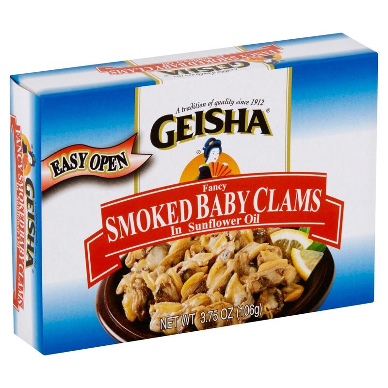 Geisha Fancy Smoked Baby Clams in Sunflower Oil, 3.75 oz