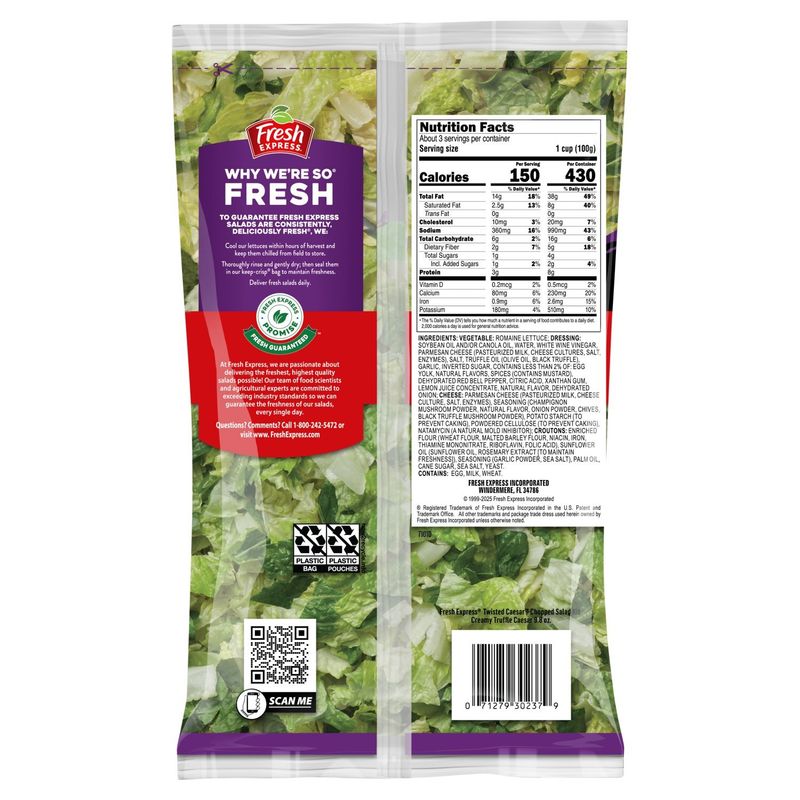Fresh Express Twisted Creamy Truffle Caesar Chopped Salad Kit, 9.3 oz