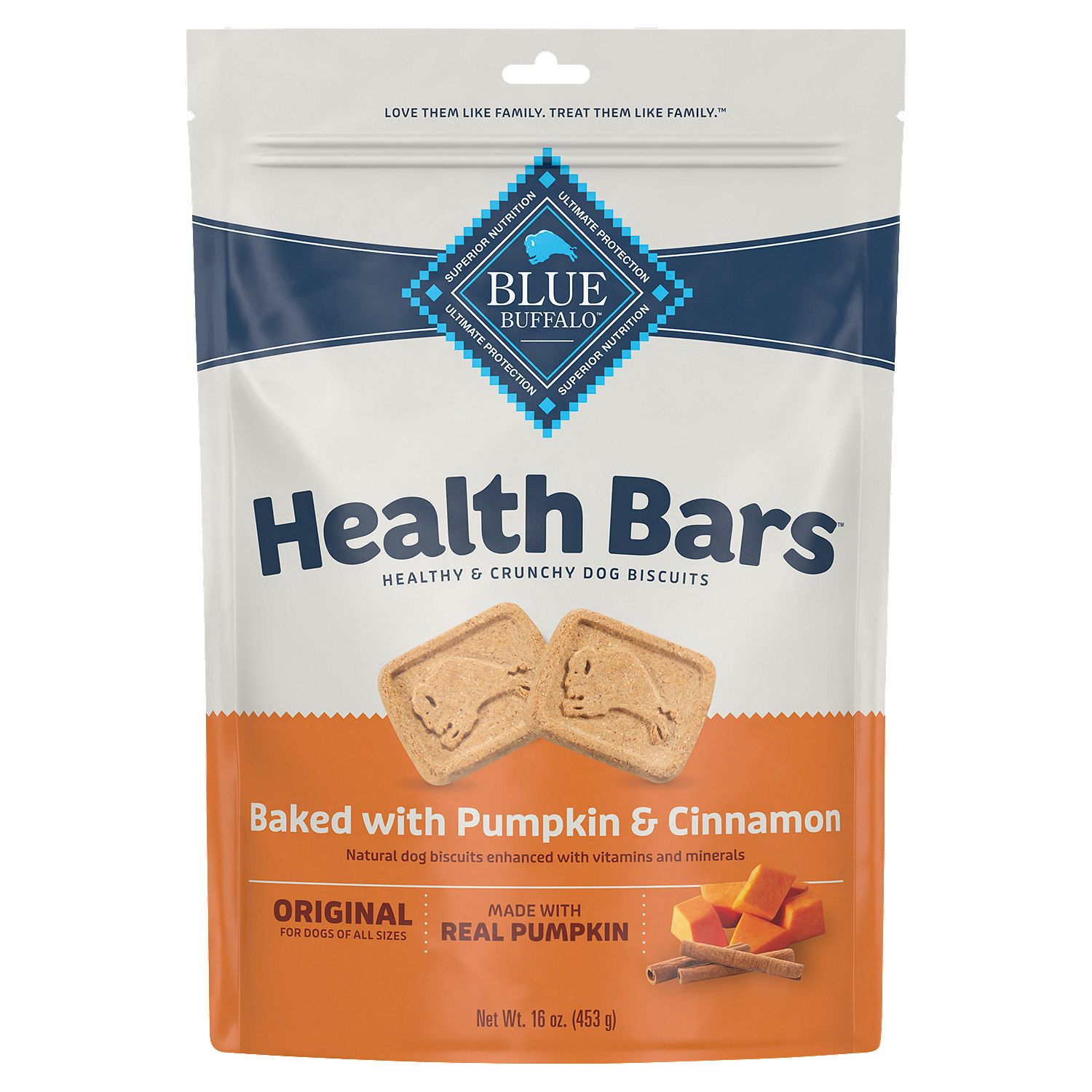 Blue Buffalo Health Bars Baked with Pumpkin &amp; Cinnamon Healthy &amp; Crunchy Dog Biscuits, 16 oz