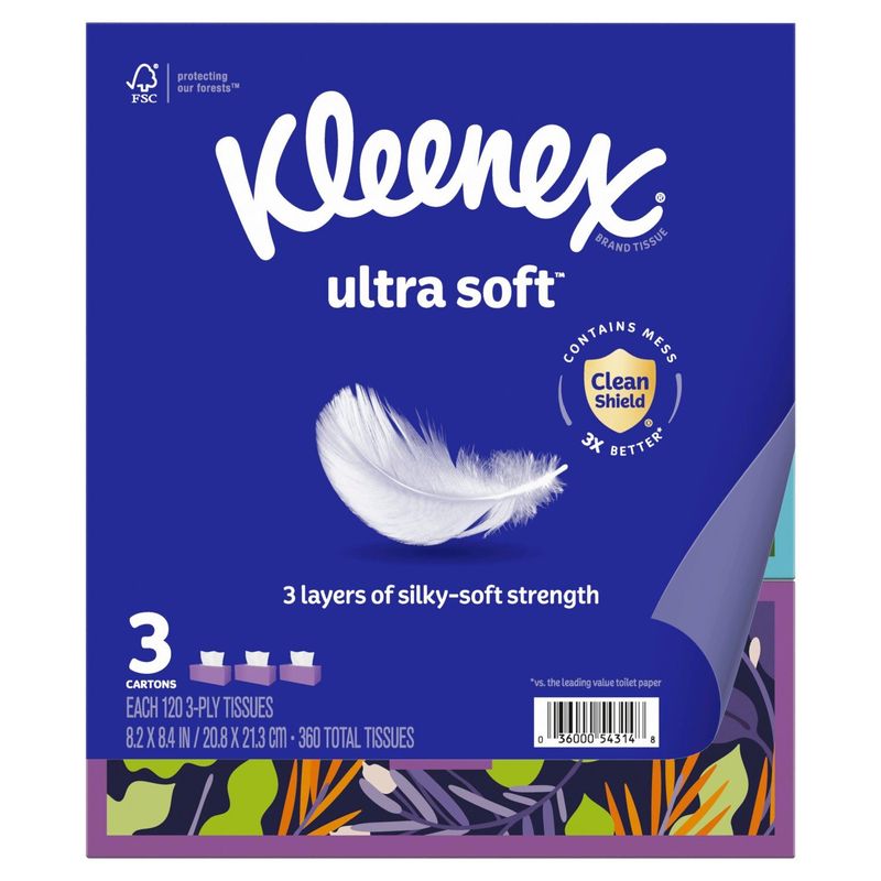 Kleenex Ultra Soft Tissues, 120 3-ply, 360 count