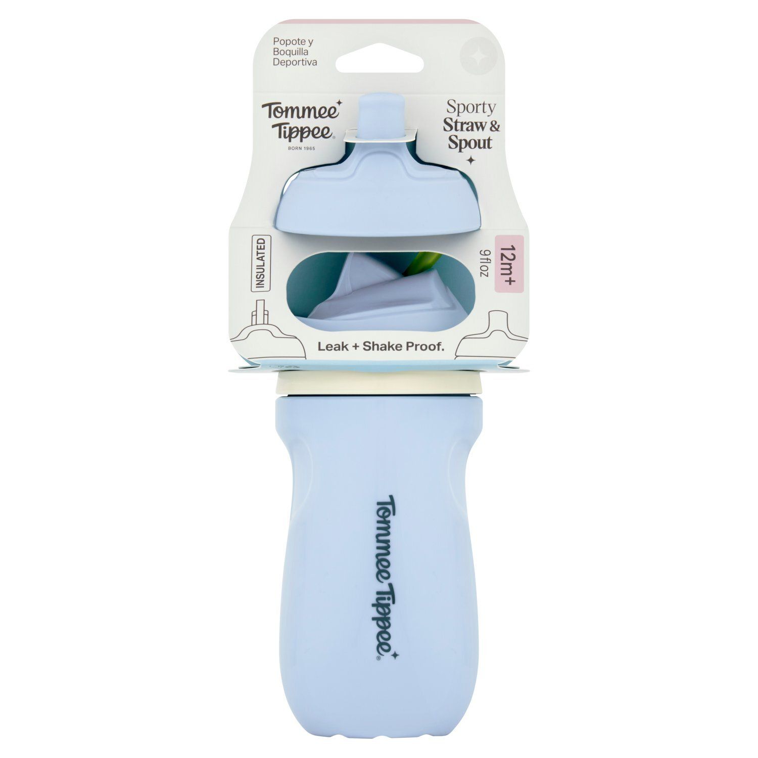 Tommee Tippee 9 fl oz Insulated Sporty Straw &amp; Spout, 12m+