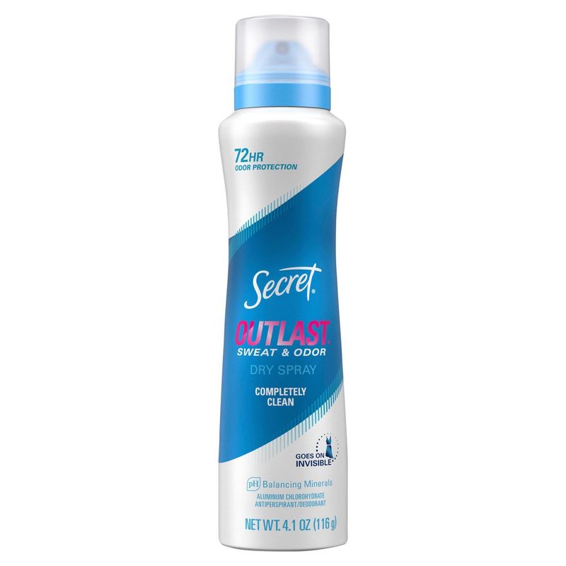 Secret Outlast Sweat &amp; Odor Completely Clean Antiperspirant/Deodorant Dry Spray, 4.1 oz