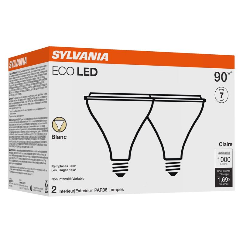 Sylvania Eco LED 90W White Clear PAR38 Bulbs, 2 count