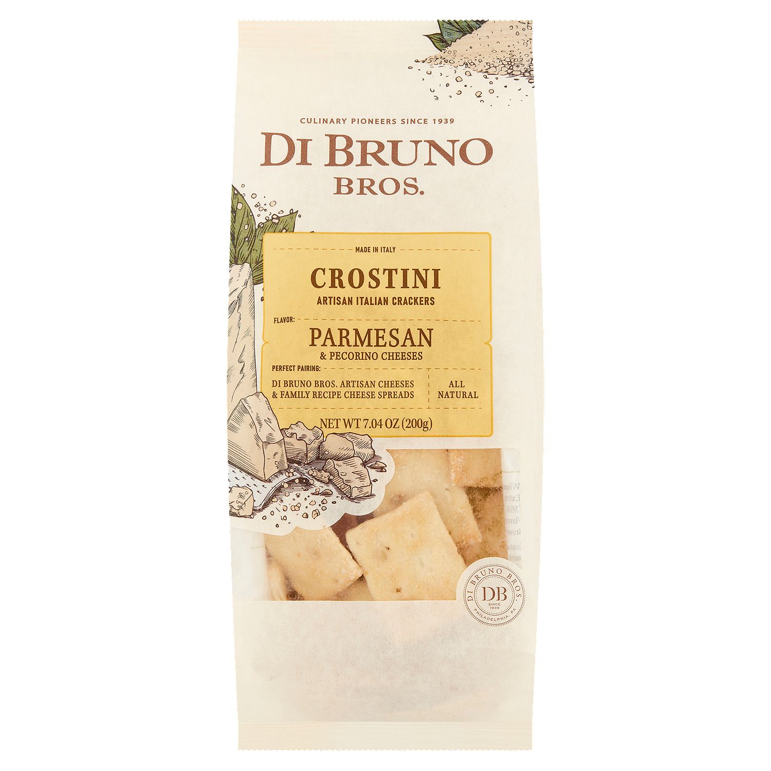Di Bruno Bros. Parmesan &amp; Pecorino Cheeses Crostini Artisan Italian Crackers, 7.04 oz
