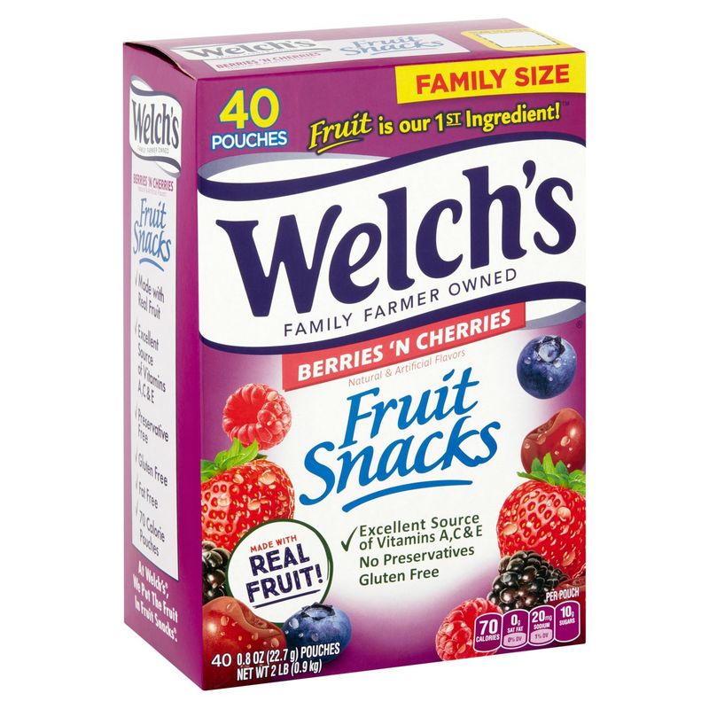 Welch's Berries 'n Cherries Fruit Snacks Family Size, 0.8 oz, 40 count