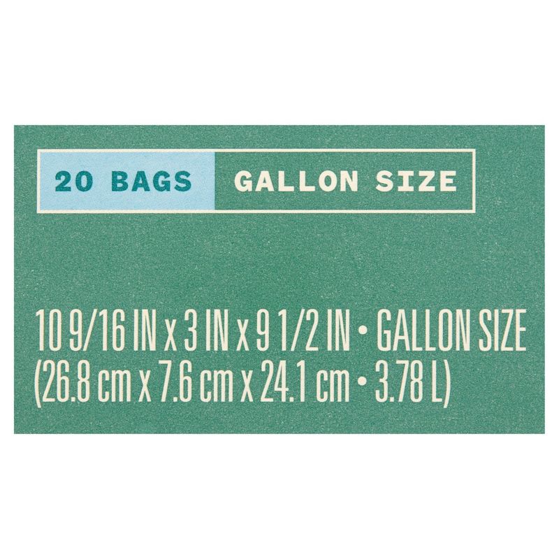 Paperbird Gallon Size Slider Freezer Bags, 20 count