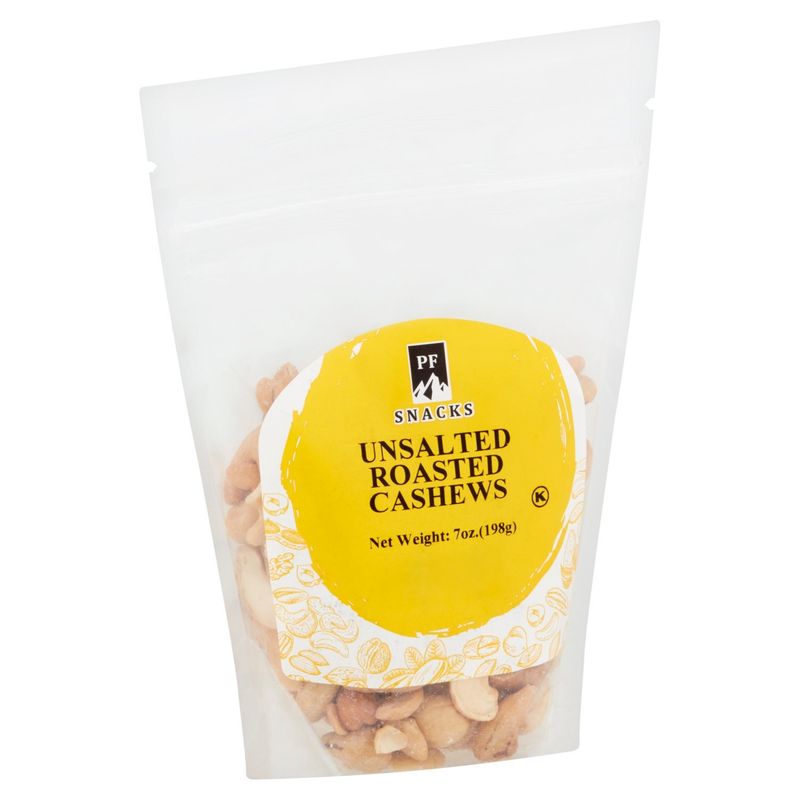 PF Snacks Unsalted Roasted Cashews, 7 oz