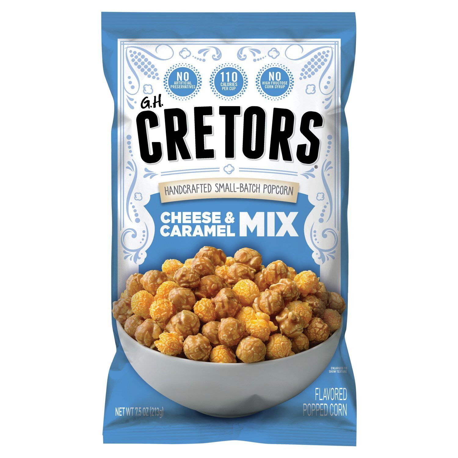 G.H. Cretors Cheese &amp; Caramel Mix Flavored Popped Corn, 7.5 oz