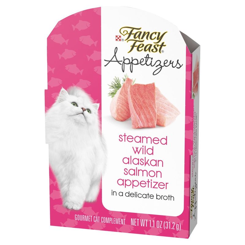 Purina Fancy Feast Appetizer Steamed Wild Alaskan Salmon Appetizer Gourmet Cat Complement, 1.1 oz