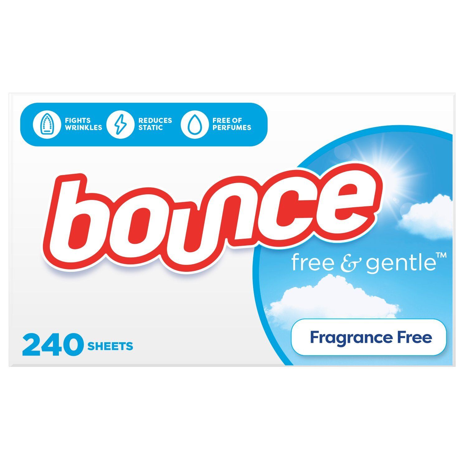 Bounce Free &amp; Gentle Dryer Sheets, Unscented, 240 Count