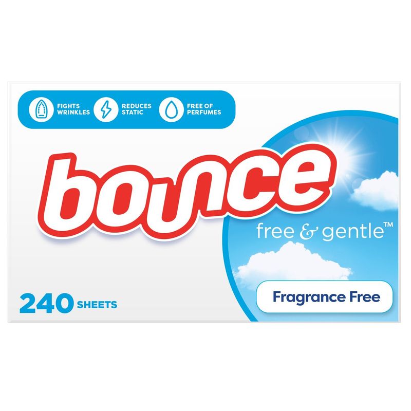 Bounce Free &amp; Gentle Dryer Sheets, Unscented, 240 Count