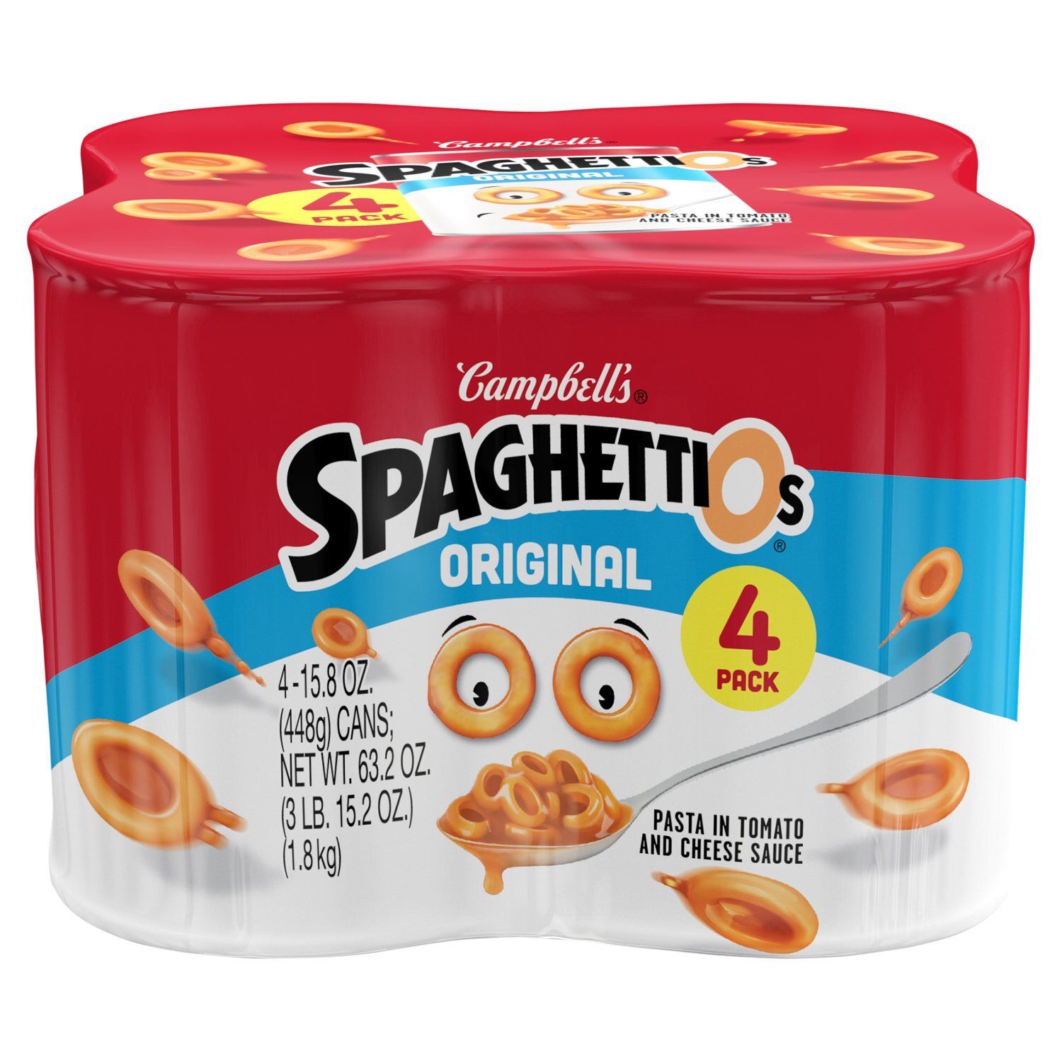 Campbell's SpaghettiOs Original Pasta in Tomato and Cheese Sauce, 15.8 oz, 4 count