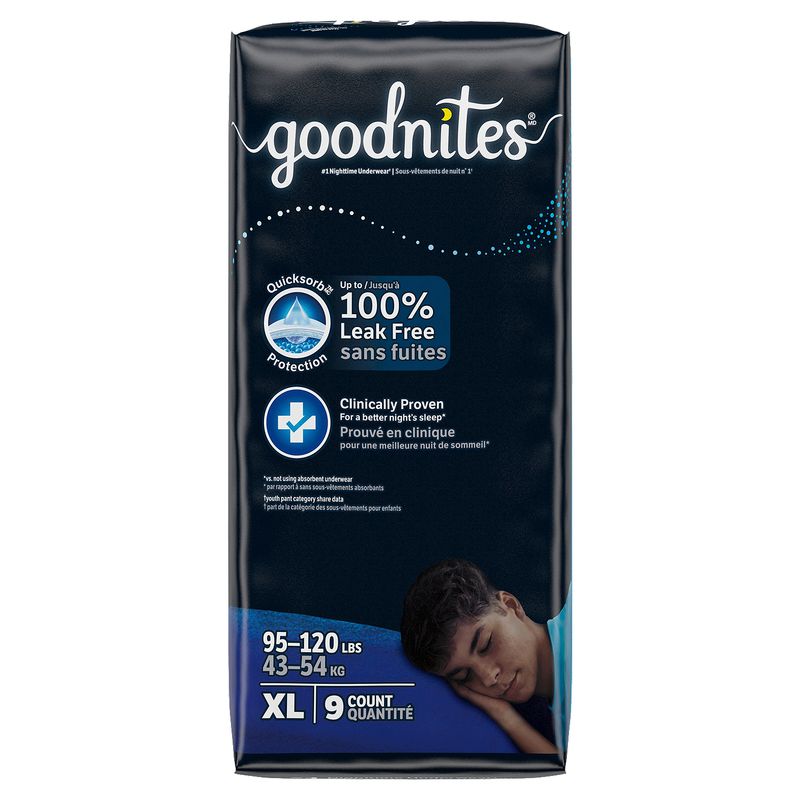 Goodnites Boys Nighttime Underwear, Sizes 14-16, XL, 95-120 lbs, 9 count