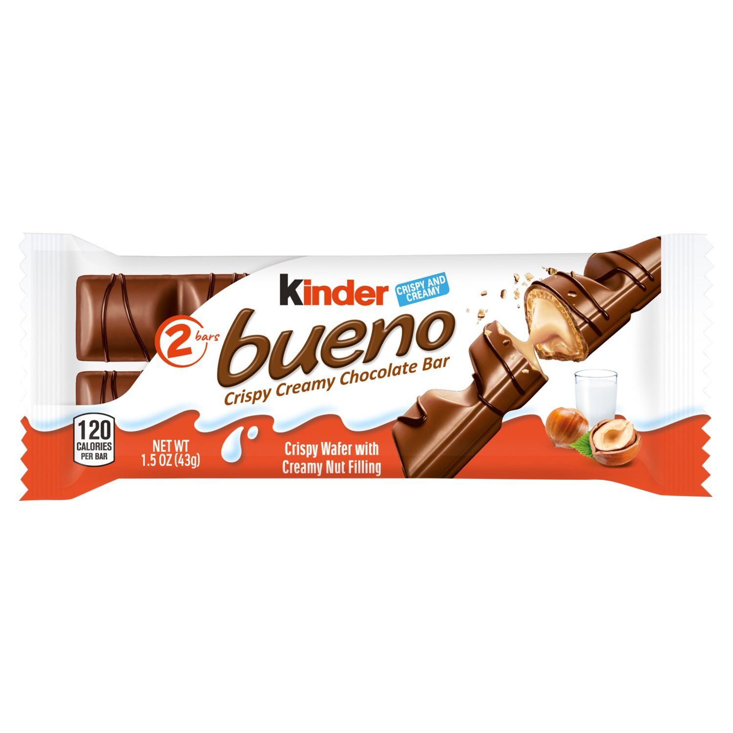 Kinder Bueno Crispy Creamy Chocolate Bar, 2 count, 1.5 oz