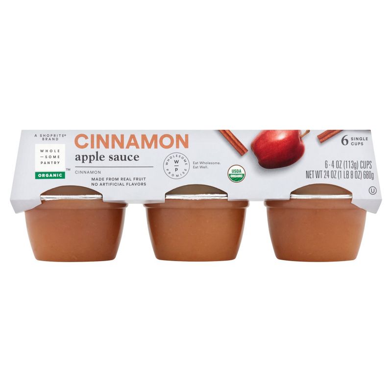 Wholesome Pantry Organic Cinnamon Apple Sauce, 4 oz, 6 count