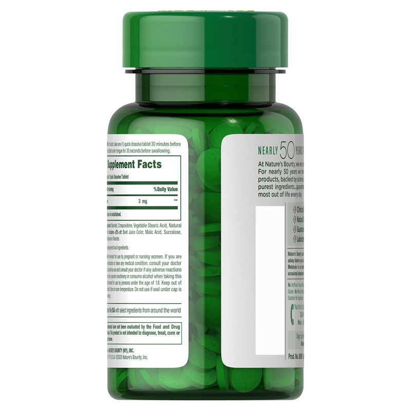 Nature's Bounty Quick Dissolve Melatonin Dietary Supplement, 3 mg, 240 count