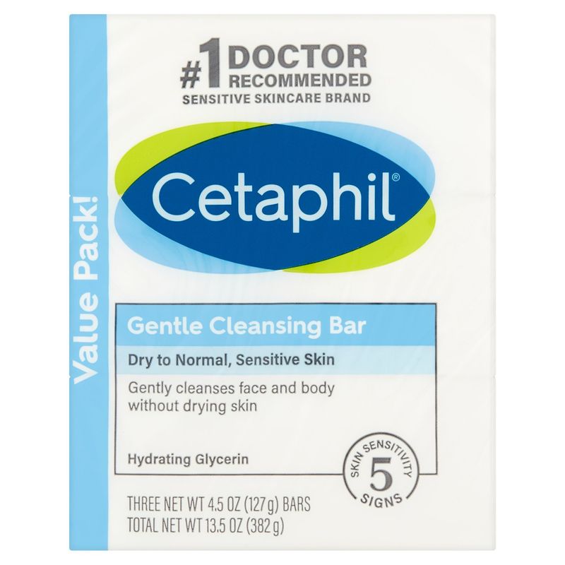 Cetaphil Gentle Cleansing Bar Value Pack!, 4.5 oz, 3 count