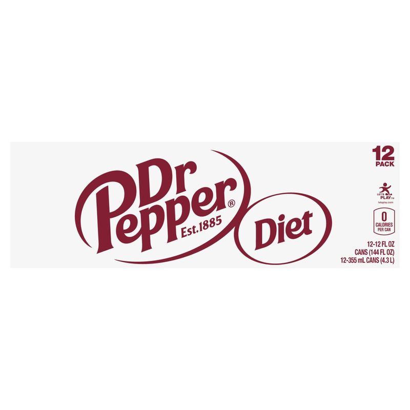 Dr Pepper Diet Soda, 12 fl oz, 12 count