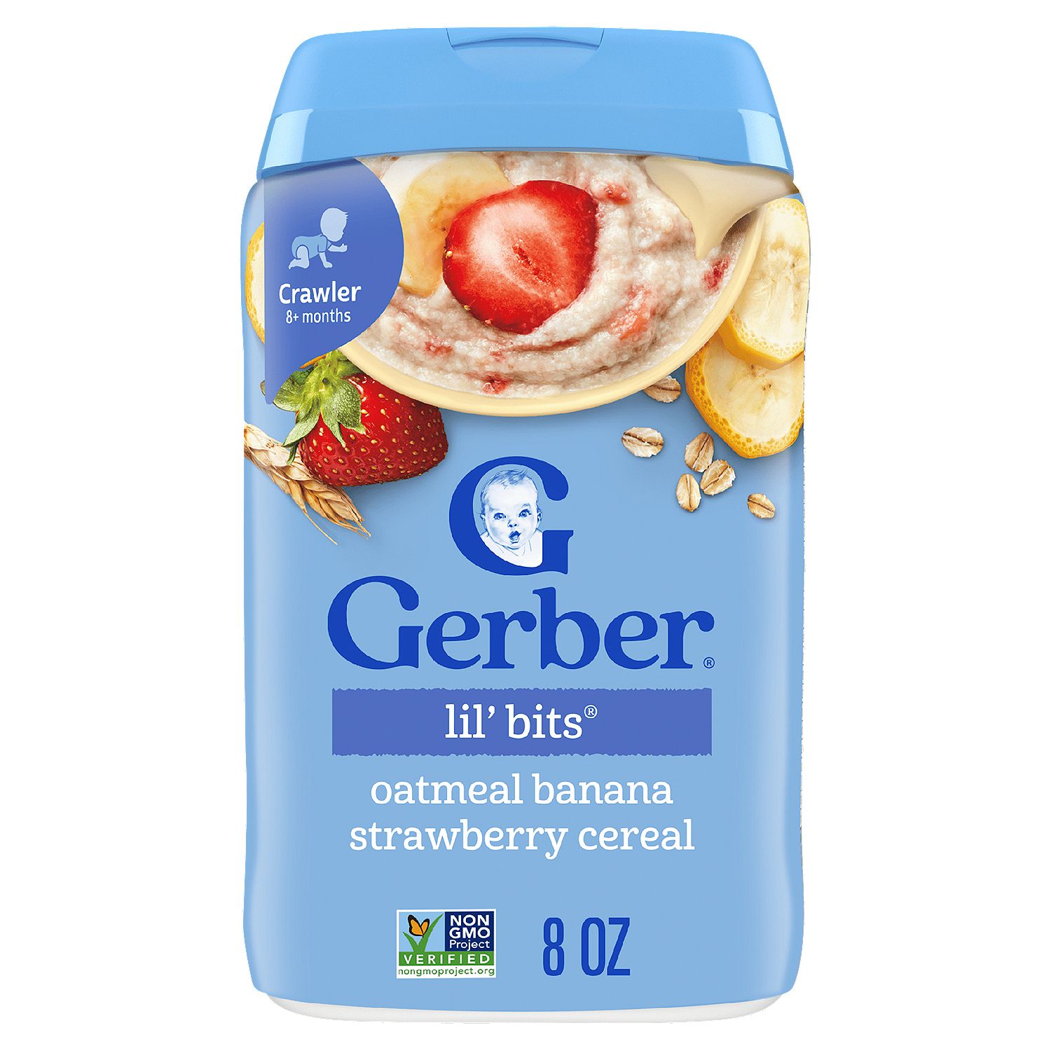 Gerber Lil' Bits Oatmeal Banana Strawberry Cereal Baby Food, Crawler 8+ months, 8 oz