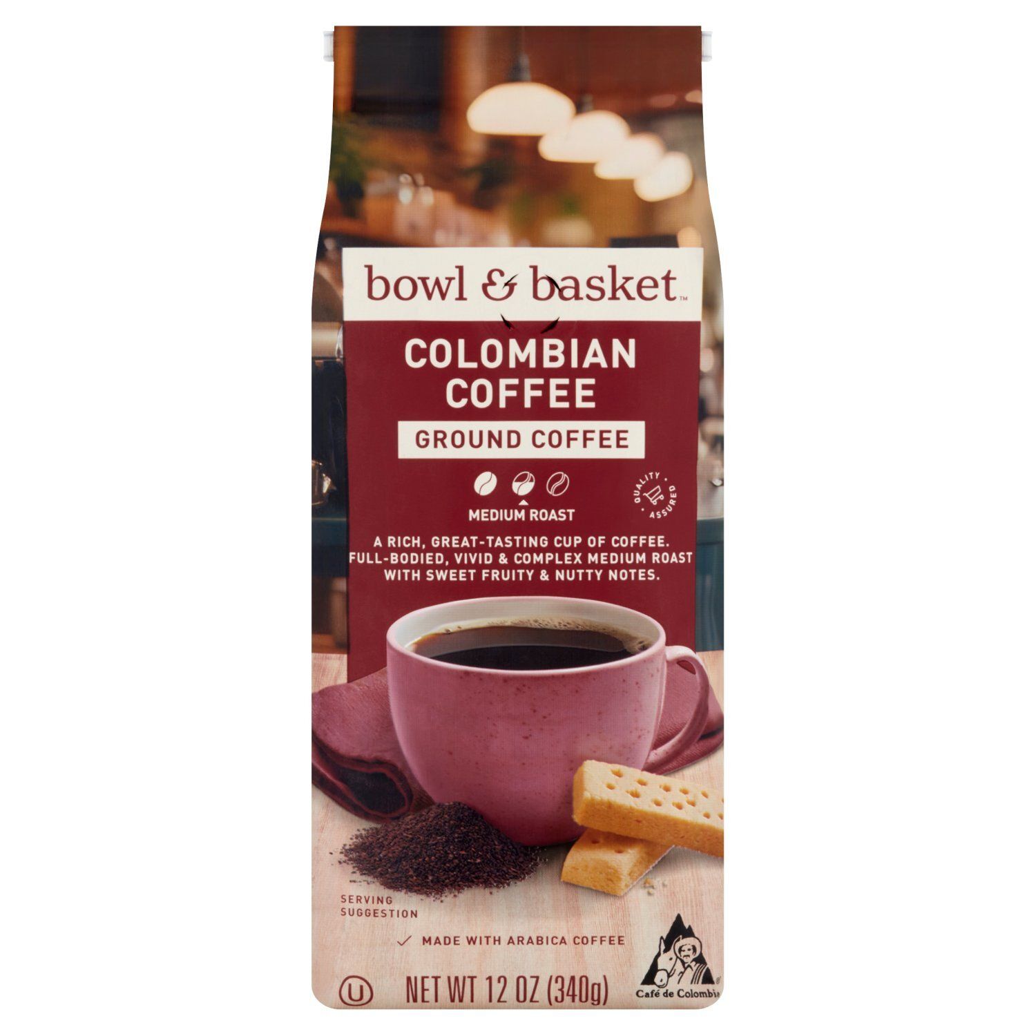 Bowl &amp; Basket Colombian Medium Roast Ground Coffee, 12 oz