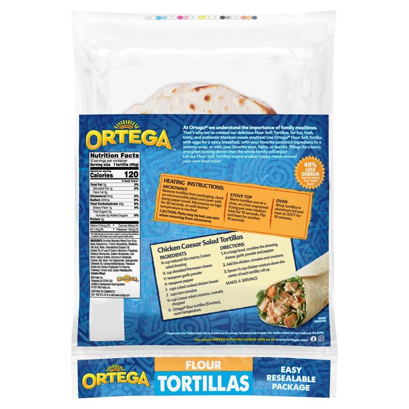 Ortega 8 Inch Diameter Flour Tortillas, 10 count, 14.3 oz