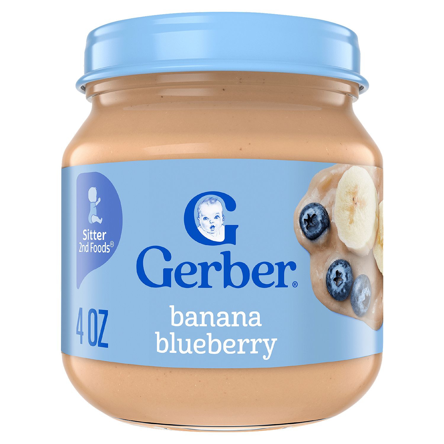 Gerber 2nd Foods Banana Blueberry Baby Food, Sitter, 4 oz