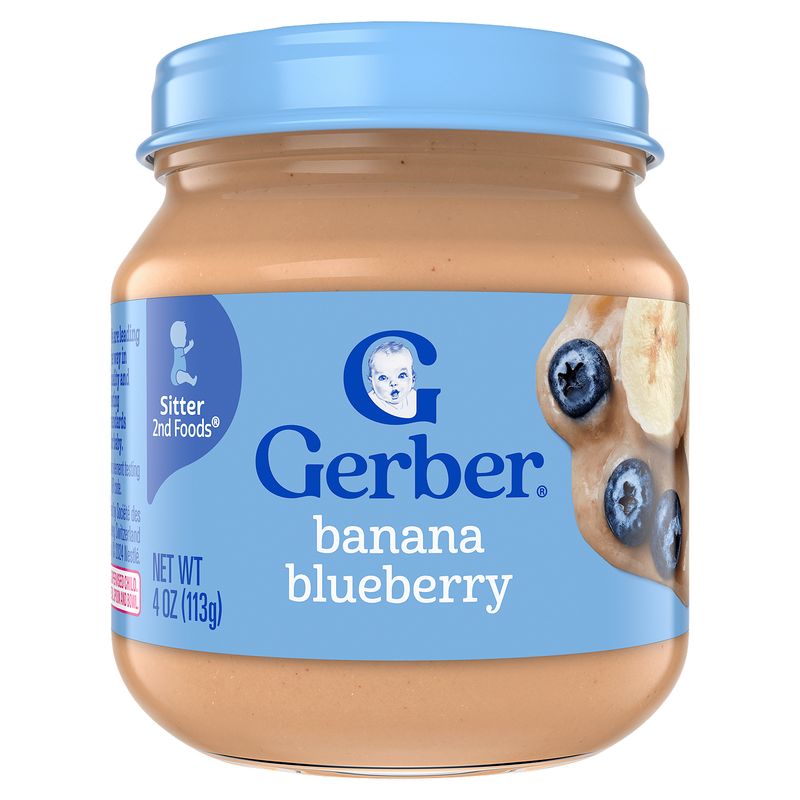 Gerber 2nd Foods Banana Blueberry Baby Food, Sitter, 4 oz