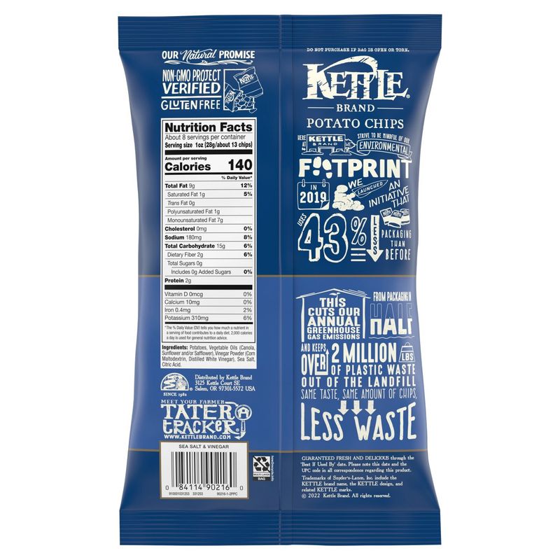 Kettle Brand Sea Salt &amp; Vinegar Potato Chips, 7.5 oz