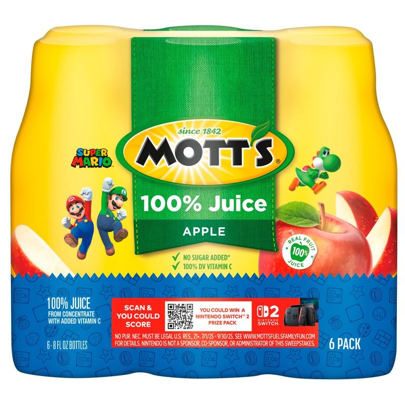 Mott's Apple 100% Juice, 8 fl oz, 6 count