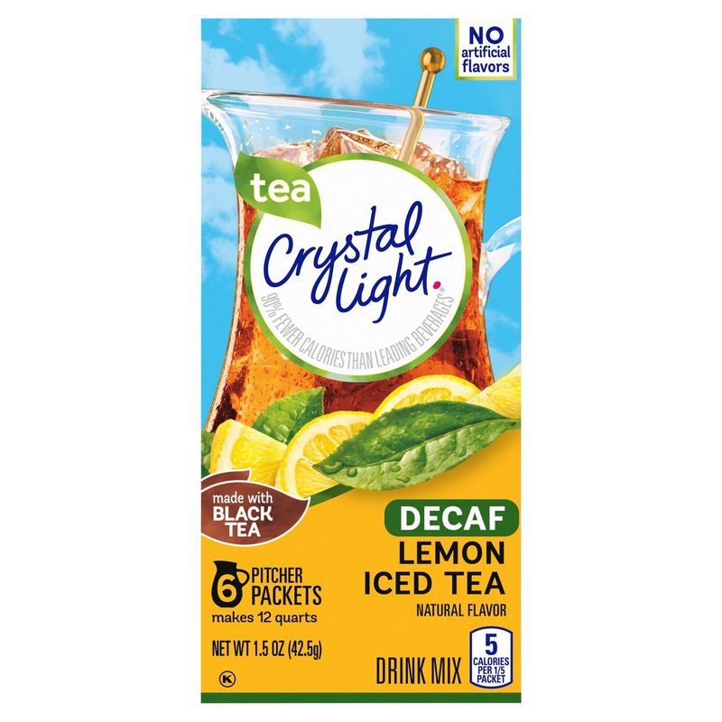 Crystal Light Decaf Lemon Iced Tea Drink Mix, 6 count, 1.5 oz